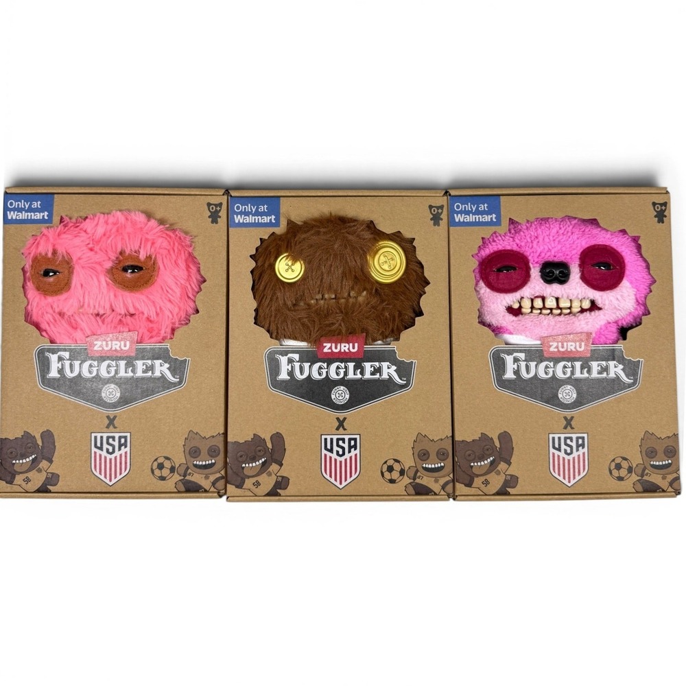 Zuru Fuggler x US Soccer Plush Set Walmart Exclusive Buttons Grumps Teddy Bear 3